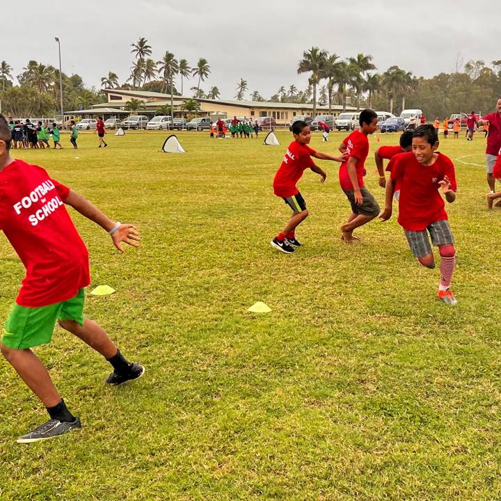 TONGA - OCTOBER 5: Football for Schools programme at Tonga Football Association headquarters Tongatapu.