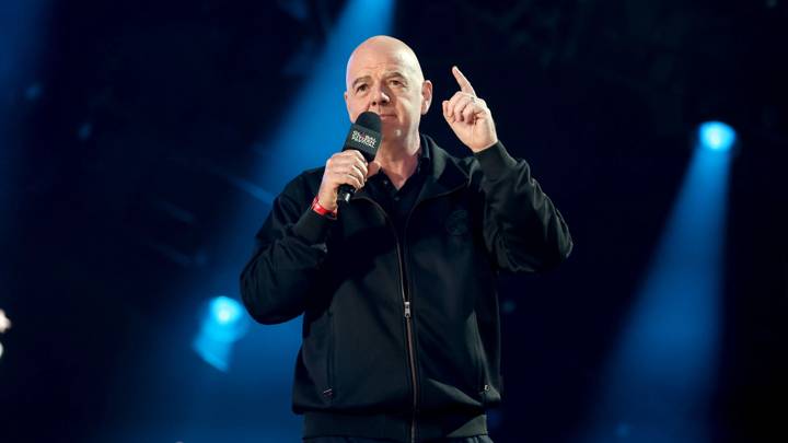 NEW YORK, NEW YORK - SEPTEMBER 28: Gianni Infantino speaks onstage during the Global Citizen Festival 2024 in Central Park on September 28, 2024 in New York City. (Photo by Kevin Mazur/Getty Images for Global Citizen)