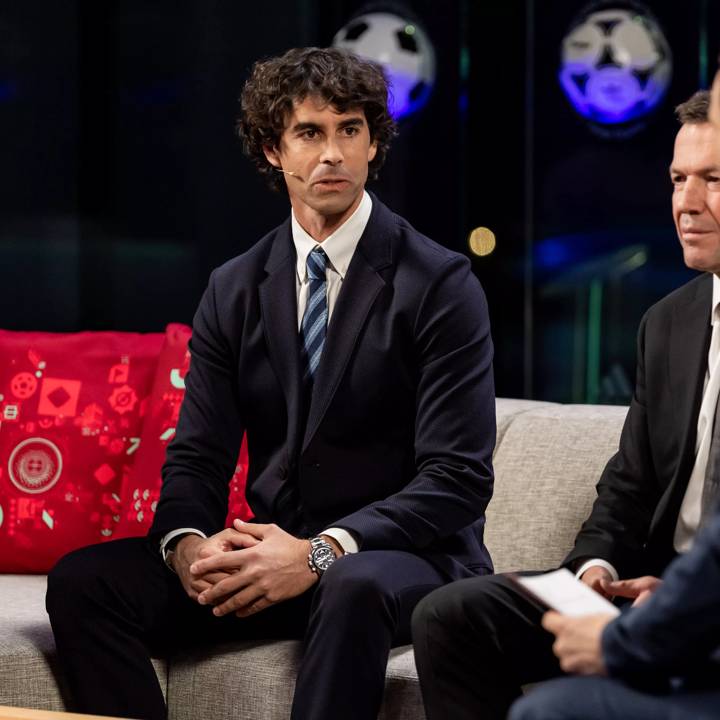 ZURICH, SWITZERLAND - NOVEMBER 26: Tiago Mendes, Lothar Matthaeus and Adriano Del Monte are seen during the FIFA World Cup Qatar 2022 European Play-Off Draw on November 26, 2021 in Zurich, Switzerland. (Photo by Alexander Scheuber - FIFA/FIFA via Getty Images)