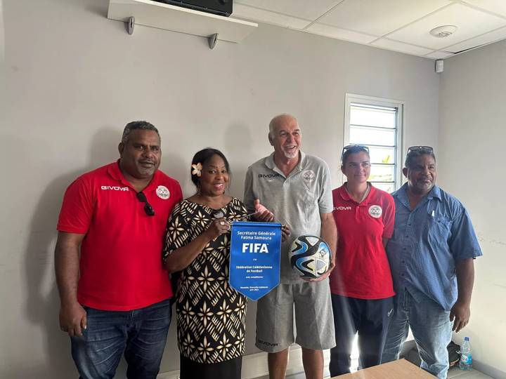 FIFA Secretary General Fatma Samoura and Gilles Tavergeux, New Caledonia FA President