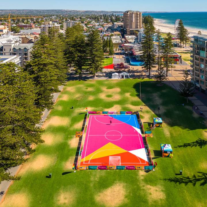 An aerial view of the FIFA Women’s World Cup Unity pitch in Adelaide/Tarntanya.