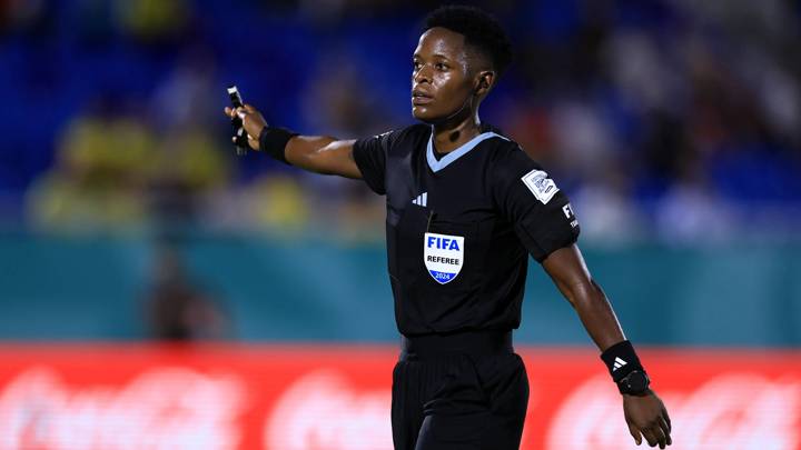 SANTO DOMINGO, DOMINICAN REPUBLIC - OCTOBER 16: Referee Shamirah Nabadda reacts during the FIFA U-17 Women's World Cup Dominican Republic 2024 Group B match between Korea Republic and Colombia at Felix Sanchez Stadium on October 16, 2024 in Santo Domingo, Dominican Republic. (Photo by Buda Mendes - FIFA/FIFA via Getty Images)