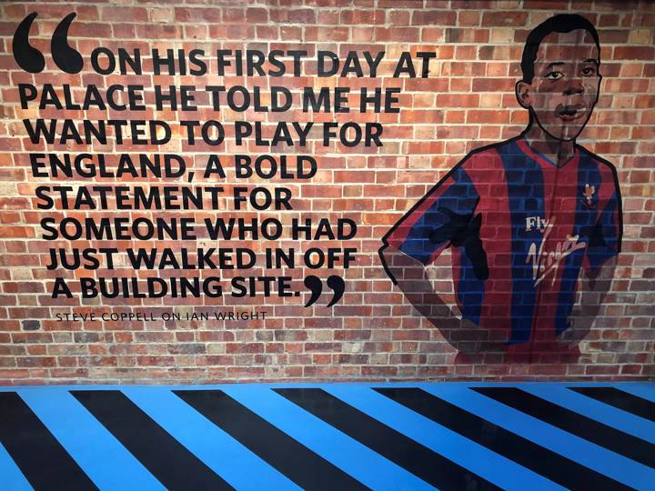 A mural of Ian Wright is seen outside the stadium prior to the Premier League match between Crystal Palace and West Bromwich Albion at Selhurst Park o