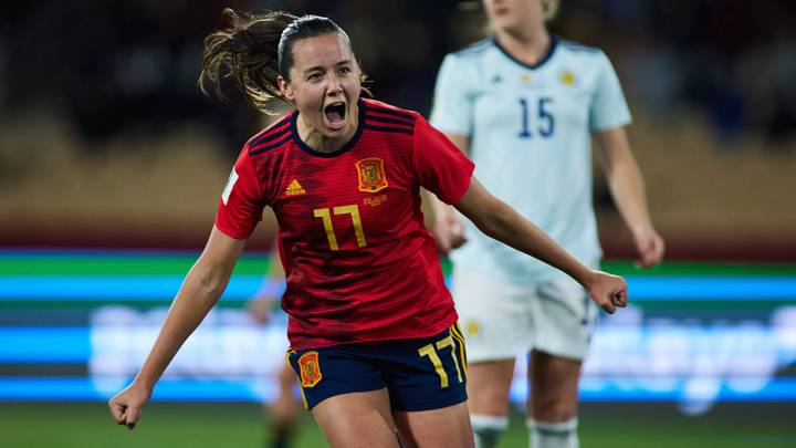 IMAGO / ZUMA Wire

November 30, 2021, SEVILLA, SEVILLA, SPAIN: Amaiur Sarriegi of Spain celebrates a goal during FIFA World Cup, WM, Weltmeisterschaft, Fussball 2023 qualifier match between Spain and Scotland at La Cartuja Stadium on November 30, 2021 in Sevilla, Spain SEVILLA SPAIN