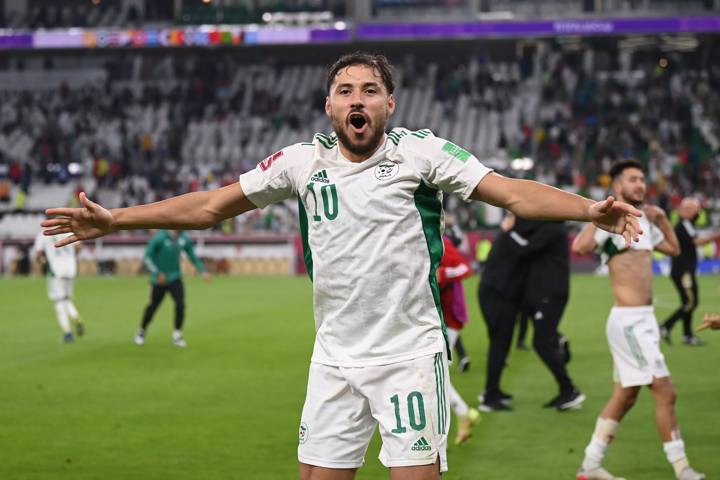 Mohammed Belaili of Algeria celebrates victory