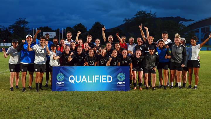 New Zealand have qualified for the Paris Olympics with a 11 - 1 win over Solomon Islands. Women's Olympic Football Tournament, Oceania Qualifier Final, Solomon Islands v New Zealand, FFS Football Stadium Apia, Samoa, Monday 19 February 2024. Photo: Shane Wenzlick / www.phototek.nz