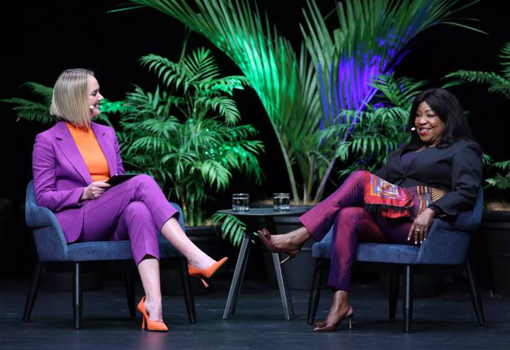 CNN's Amanda Davies interviews FIFA Secretary General Fatma Samoura during the Equalize: The State of Play Event