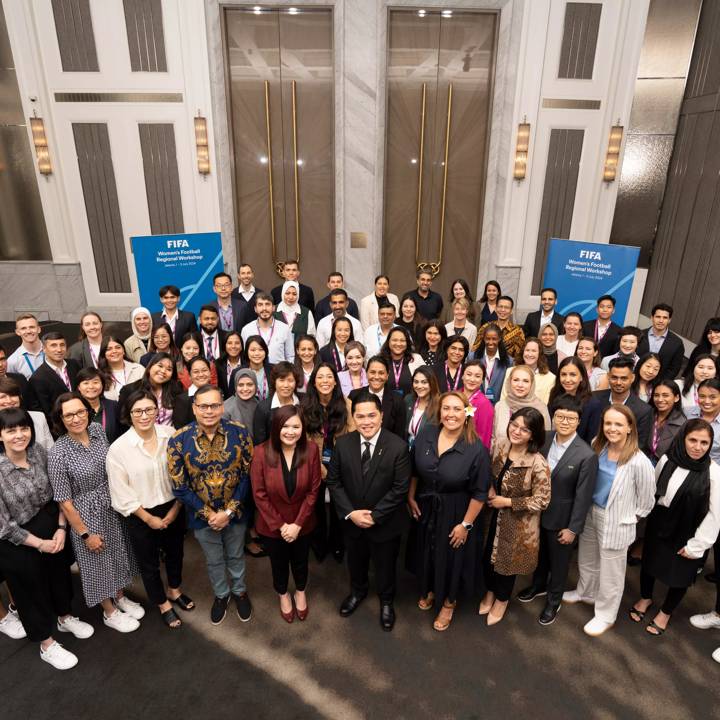 JAKARTA, INDONESIA - JULY 01: A group photo during day 1 of the FIFA Women's Football Regional Workshop on July 1, 2024 in Jakarta, Indonesia. (Photo courtesy of PSSI)