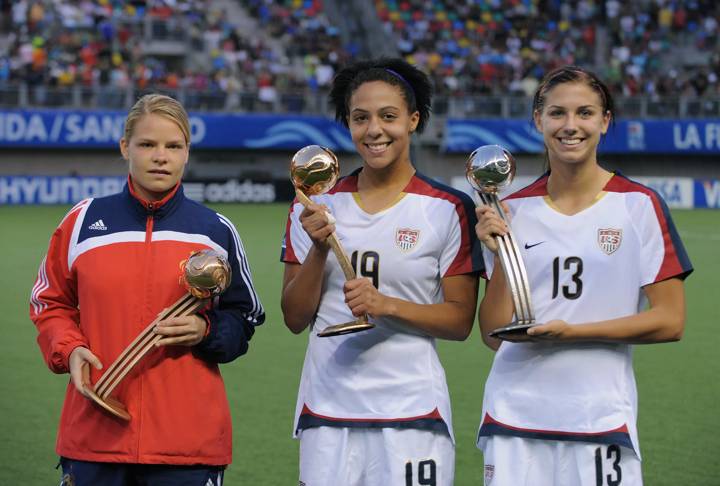 Eugenie Le Sommer, Sydney Leroux and Alex Morgan at the FIFA U-20 Women's World Cup Chile 2008