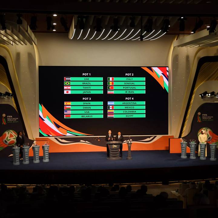 DUBAI, UNITED ARAB EMIRATES - OCTOBER 06: A general view during the FIFA Beach World Cup Draw on October 06, 2023 in Dubai, United Arab Emirates. (Photo by Martin Dokoupil - FIFA/FIFA via Getty Images)