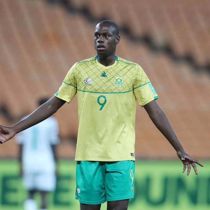 Evidence Makgopa of South Africa during the 2022 World Cup Qualifier match between South Africa and Ghana on the 06 September 2021 at the FNB Stadium, Johannesburg  ©Muzi Ntombela/BackpagePix