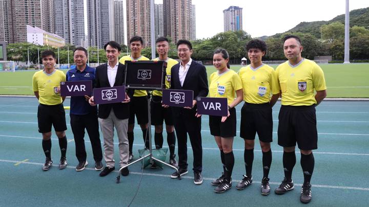 TSEUNG KWAN O, HONG KONG - JUNE 11: VAR implementation by the Football Association of Hong Kong at Tseung Kwan O Sports Ground in Tseung Kwan O, Hong Kong on June 11, 2023. (Photo courtesy of Football Association of Hong Kong)