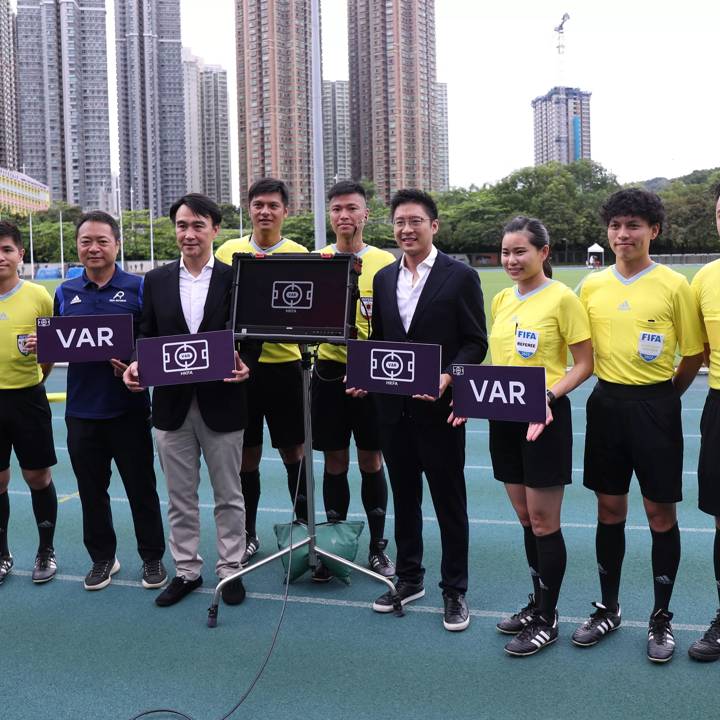 TSEUNG KWAN O, HONG KONG - JUNE 11: VAR implementation by the Football Association of Hong Kong at Tseung Kwan O Sports Ground in Tseung Kwan O, Hong Kong on June 11, 2023. (Photo courtesy of Football Association of Hong Kong)