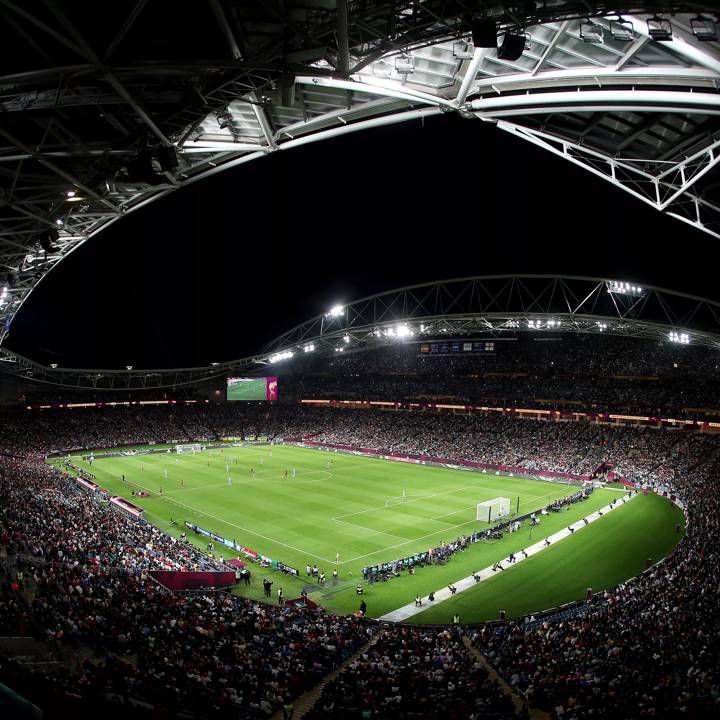 SYDNEY, AUSTRALIA - AUGUST 20: A general view during the FIFA Women's World Cup Australia & New Zealand 2023 Final match between Spain and England at Stadium Australia on August 20, 2023 in Sydney, Australia. (Photo by Brendon Thorne/Getty Images )