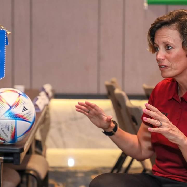 FIFA's Head of Refereeing, Women, Kari Seitz at the 2022 FIFA U-17 Women's World Cup