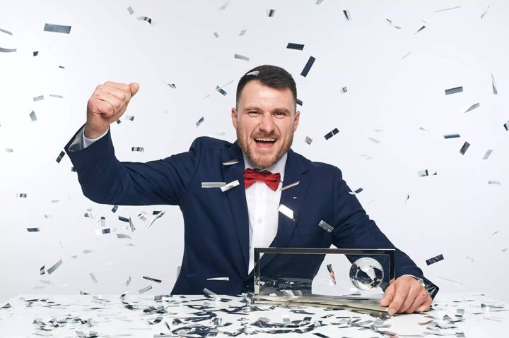 Marcin Oleksy poses for a portrait after winning the FIFA Puskas Award 2022 