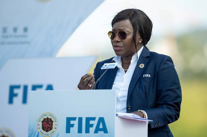 HONG KONG, CHINA - DECEMBER 08: Football for Schools Director Fatimata Sidibe talks during the Football for Schools at HK Jockey Club National Training Centre on December 8, 2023 in Hong Kong, China. (Photo by Yu Chun Christopher Wong/FIFA)