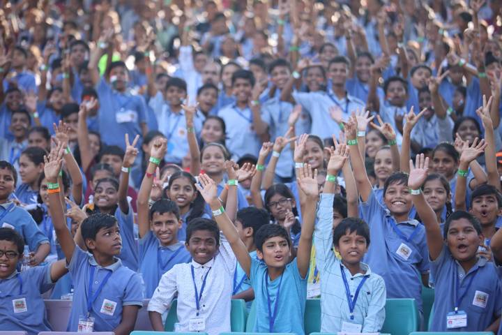 Boys and Girls watch China vs Colombia in Navi Mumbai at the FIFA U-17 Women's World Cup 2022