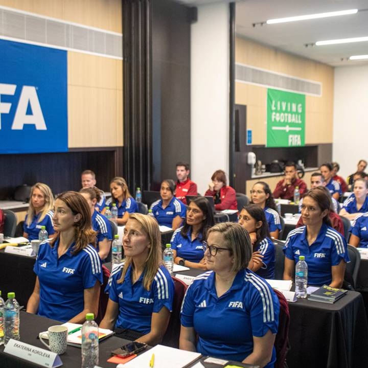 MONTEVIDEO, URUGUAY - MARCH 01: The theory class during FIFA Referees Seminar III STARTS Montevideo on March 1, 2023 in Montevideo, Uruguay. (Photo by Ernesto Ryan - FIFA/FIFA via Getty Images)