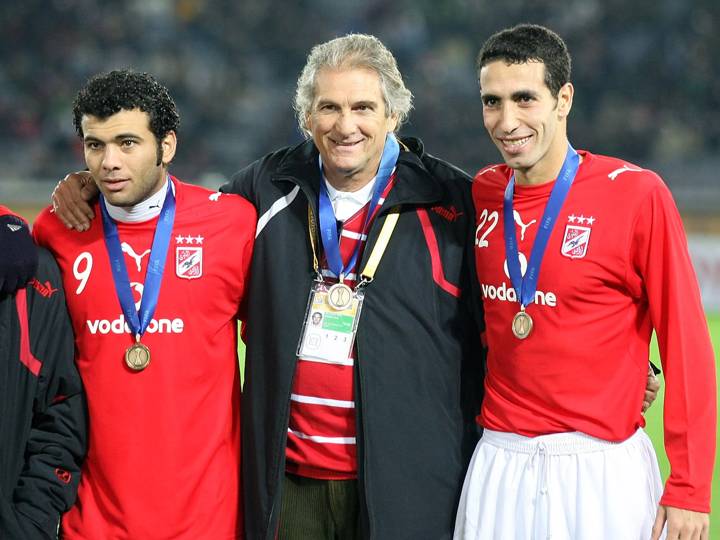 Emad Moteab, Coach Manuel Jose and Mohamed Aboutrika c