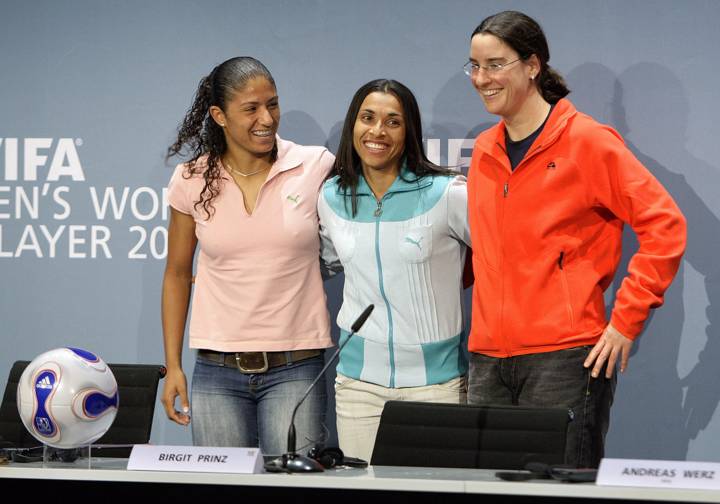 Cristiane, Marta and Birgit Prinz at the FIFA Gala 2007