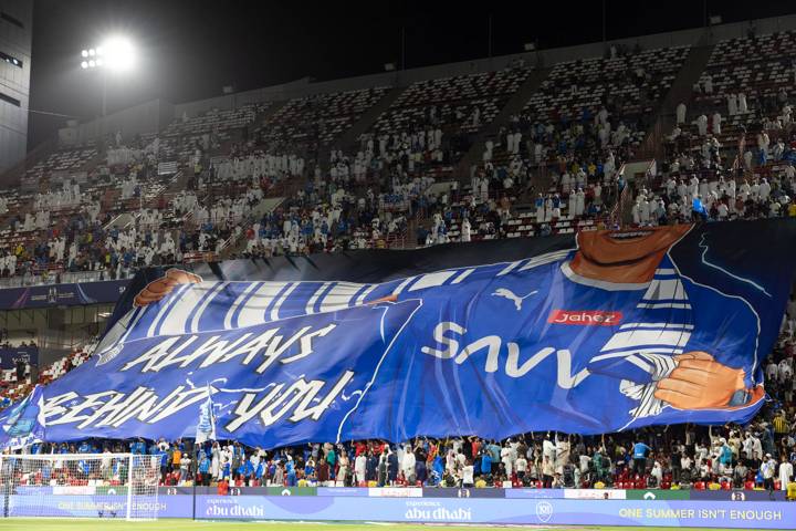 Al Hilal fans celebrate in the stands 