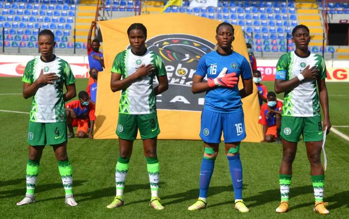 2022 Africa Women Cup of Nations, Qualifier: Nigeria v Ghana LAGOS, NIGERIA - OCTOBER 20: Nigeria during the 2022 Africa Women Cup of Nations qualifier match between Nigeria and Ghana at Mobolaji Johnson Arena on October 20, 2021 in Lagos, Nigeria. 