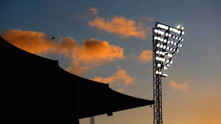 WHANGAREI, NEW ZEALAND - JUNE 11:  The floodlights at Northland Events Centre is seen as the sunsets during the FIFA U-20 World Cup round of 16 match between Austria and Uzbekistan at Northland Events Centre on June 11, 2015 in Whangarei, New Zealand.  (Photo by Alex Livesey - FIFA/FIFA via Getty Images)