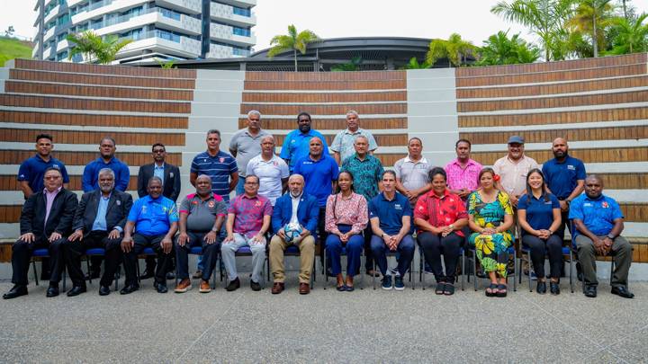 PORT MORESBY, PAPUA NEW GUINEA - APRIL 9: A group photo during the FIFA Football Infrastructure and Facilities Maintenance Workshop for Oceanian MAs on April 9, 2024 in Port Moresby, Papua New Guinea. (Photo by Graham Robinson - FIFA)