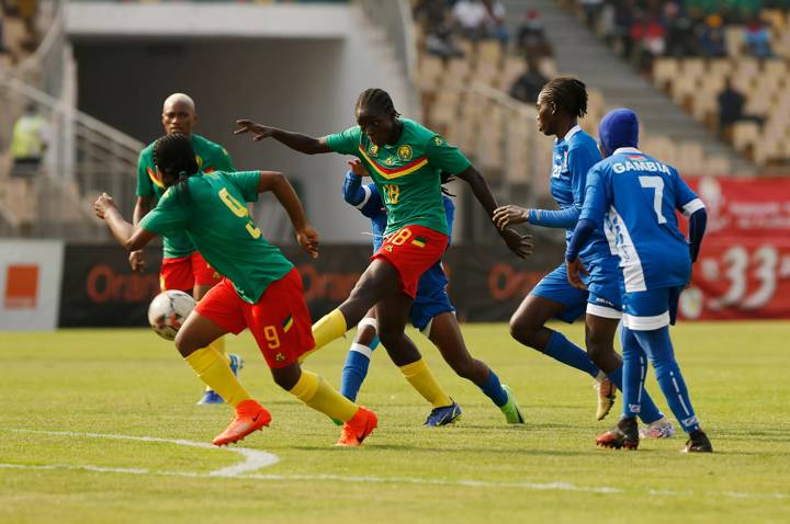 Voulania of Cameroon during the 2022 Womens Africa Cup of Nations qualifying football match between Cameroon and Gambia at Ahmadou Ahidjo Stadium, Yaounde, Cameroon on 18 February 2022 ©Alain Guy SuffoBackpagePix