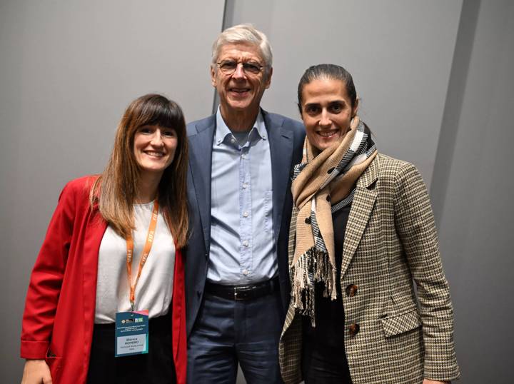 FIFA Chief of Global Football Development Arsène Wenger with Blanca Romero (L) and Spain women's national team head coach Montse Tome during the Post FIFA Women's World Cup Coaches Forum at HoF, Home of FIFA