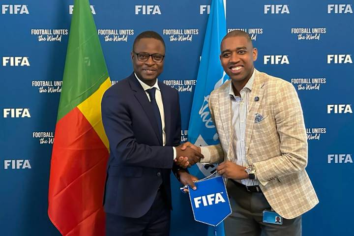 Benin Sport Minister Benoît M. K. Dato and FIFA Member Associations Director Africa Gelson Fernandes