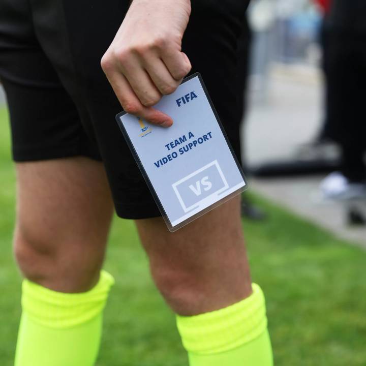 ZURICH, SWITZERLAND - MAY 09: Team A Video support card is displayed during day two of the Blue Stars/FIFA Youth Cup 2024 at the Buchlern sports complex on May 09, 2024 in Zurich, Switzerland. (Photo by Francesco Scaccianoce - FIFA/FIFA via Getty Images)