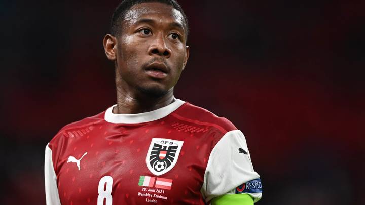 LONDON, ENGLAND - JUNE 26:  David Alaba of Austria looks on during the UEFA Euro 2020 Championship Round of 16 match between Italy and Austria at Wembley Stadium at Wembley Stadium on June 26, 2021 in London, England. (Photo by Shaun Botterill - UEFA/UEFA via Getty Images)