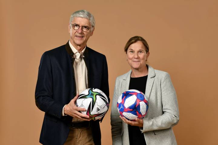 FIFA Chief of Global Football Development Arsene Wenger and FIFA Women’s Technical Advisory Group Lead Jill Ellis pose for a portrait photo