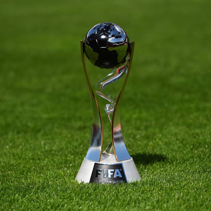 LODZ, POLAND - MAY 18: A general view of FIFA U-20 World Cup Poland 2019 trophy on May 18, 2019 in Lodz, Poland. (Photo by Tom Dulat - FIFA/FIFA via Getty Images)