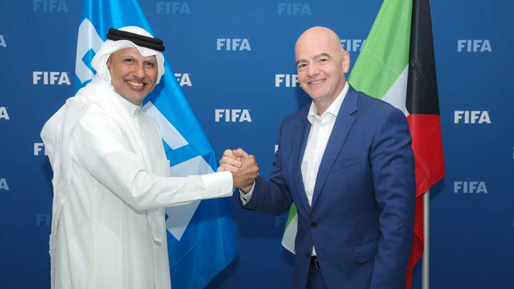 DOHA, QATAR - SEPTEMBER 09: FIFA President Gianni Infantino and Kuwait Football Association meeting on September 9, 2022 in Doha, Qatar. (Photo by Resolution Films/FIFA)