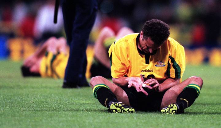 Graham Arnold during the Australia vs Iran match, World Cup, 29 November 1997.