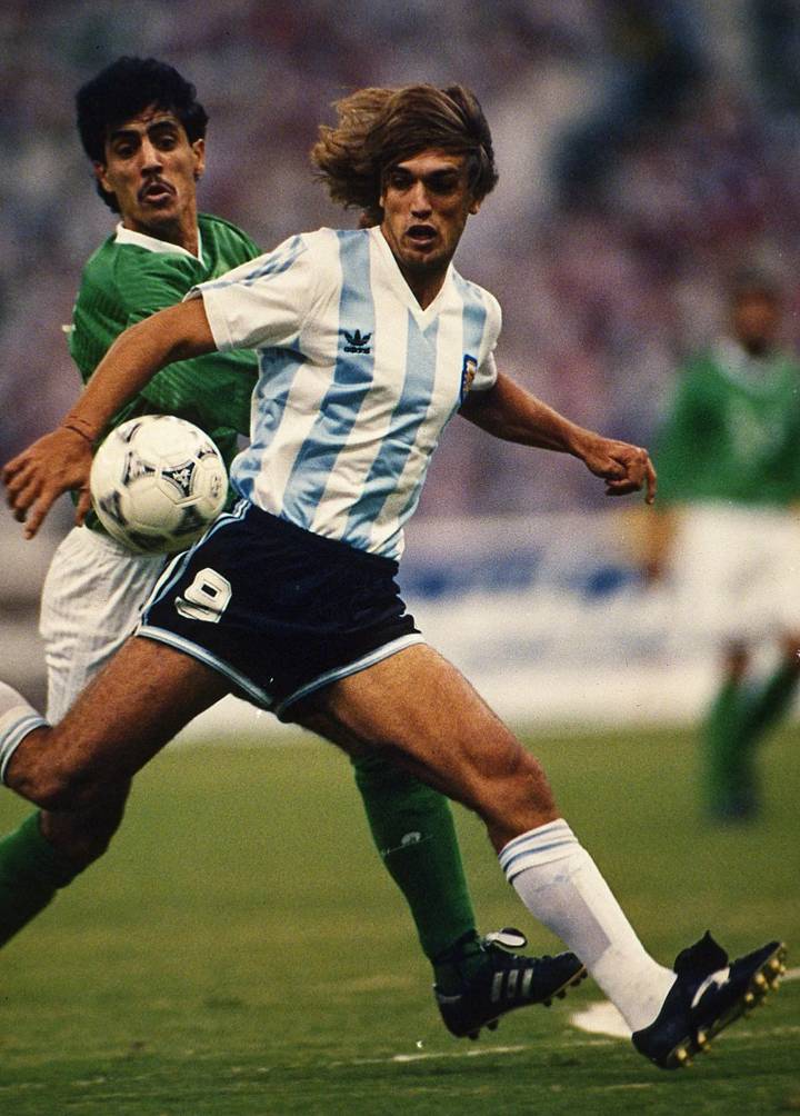 Argentina's Gabriel Batistuta in action against Saudi Arabia in 1992