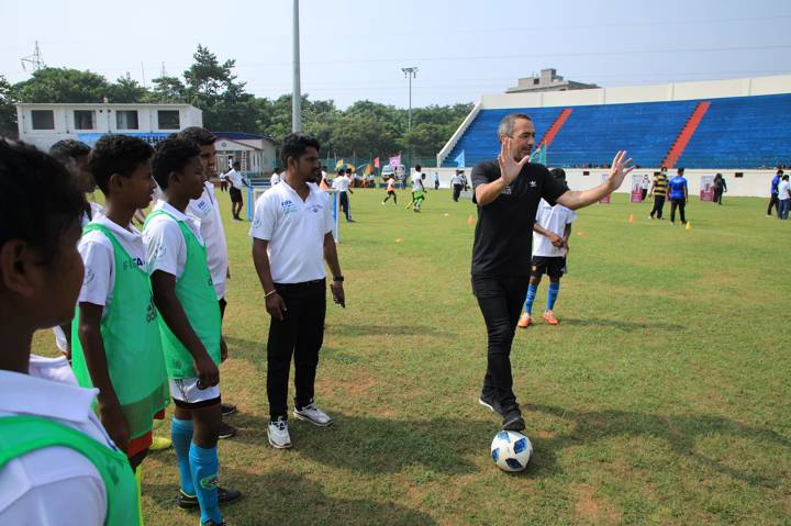 Launch of the FIFA Football for Schools programme at Kalinga Institute of Social Sciences (KISS) in Bhubaneswar. Photo: Manas Ranjan Rath (KIIT)