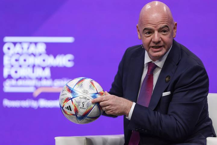 Gianni Infantino, president of the Federation International Football Association (FIFA), during a panel session on day two of the Qatar Economic Forum (QEF) in Doha