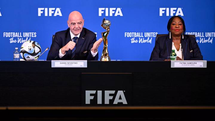 ZURICH, SWITZERLAND - JUNE 23: FIFA President Gianni Infantino (L) and FIFA Secretary General Fatma Samoura during FIFA Virtual Council Meeting no.24 at HoF, Home of FIFA on June 23, 2023 in Zurich, Switzerland. (Photo by Harold Cunningham/FIFA)