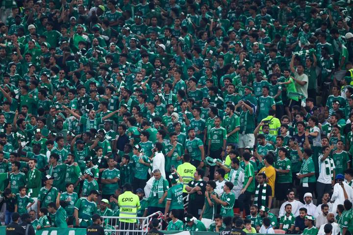 Fans of Al Ahli during the Saudi Pro League