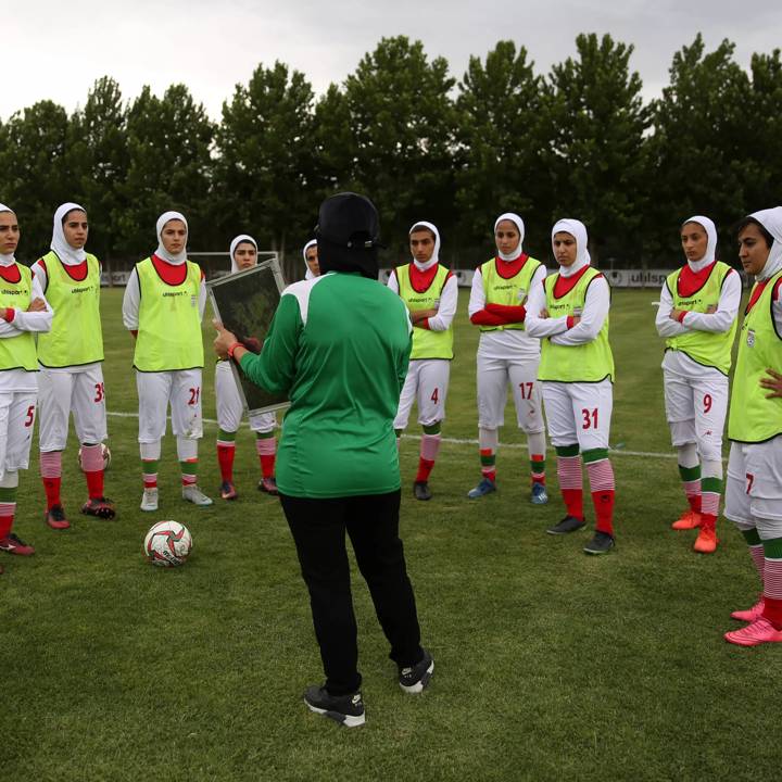 Iranian women s national football team Iran s Head Coach Maryam Irandoost coaching players during of the first training session of the Iranian women s national football team at Azadi Sports Complex in Tehran. 

Copyright: xMaryamxMajdx