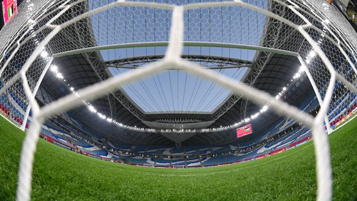 AL WAKRAH, QATAR - DECEMBER 01: (EDITORS NOTE: This image was taken using a fisheye lens) General view inside the stadium prior to the FIFA Arab Cup Qatar 2021 Group C match between Morocco and Palestine at Al Janoub Stadium on December 01, 2021 in Al Wakrah, Qatar. (Photo by Michael Regan - FIFA/FIFA via Getty Images)