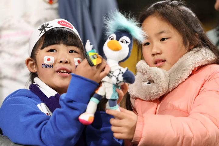 Fans of Japan prior to the FIFA Women's World Cup Australia & New Zealand 2023 Round of 16 match between Japan and Norway at Wellington Regional Stadium