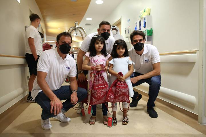 FIFA Legends Francesco Totti, Alessandro Del Piero and Kaka interacts with patients at SIDRA Children's Hospital Visit