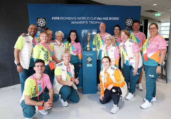 Volunteers Pose with FWWC23 Trophy - FIFA Women's World Cup Australia & New Zealand 2023