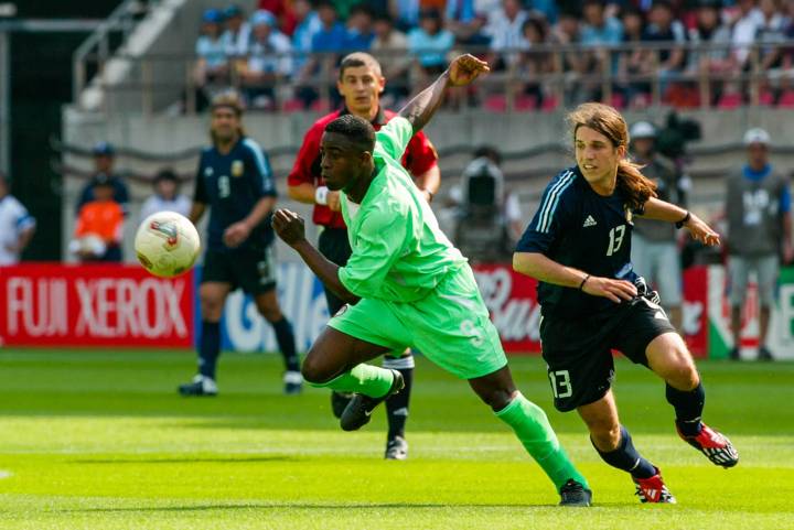 Nigeria’s Bartholomew Ogbeche in action at Korea/Japan 2002