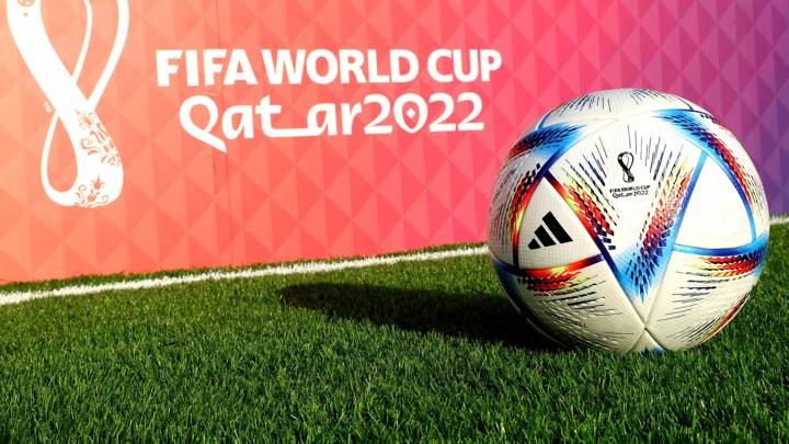 DOHA, QATAR - MARCH 30: al-Rihla, the official adidas matchball for the FIFA World Cup Qatar 2022 is pictured on March 30, 2022 in Doha, Qatar. (Photo by Alexander Hassenstein - FIFA/FIFA via Getty Images)